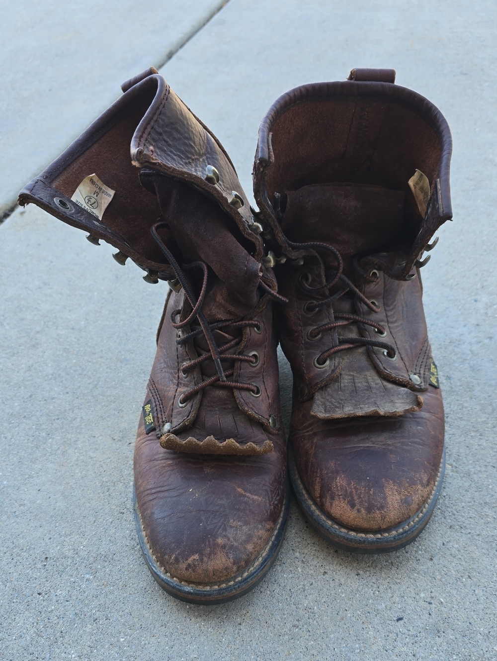 Women's Brown Leather Lace-Up Work Boots